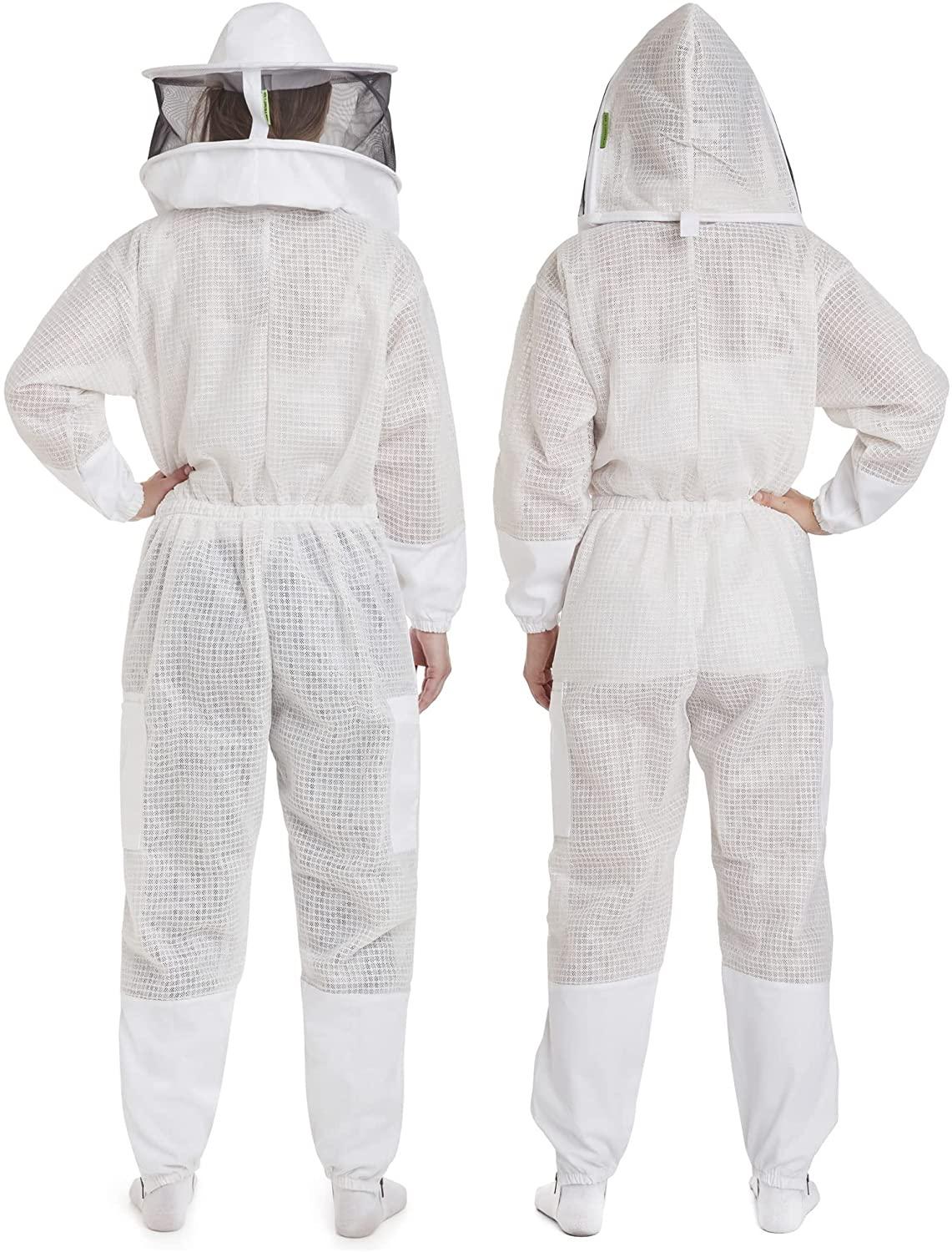 zephyros protect - 3 layer ventilated beekeeping suit outfit - with 2 non-flammable veil mesh (round &amp; fencing) - beekeepers stay ultra cool &amp; protection from bees &amp; wasps