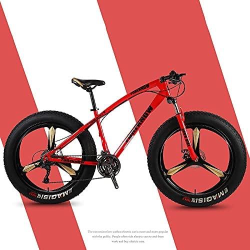 CHICAI Mountain Bike Student Bike High-Carbon Beach Snow Fat Bike 26-inch Mountain Cross-Country Steel Ultra-Wide Tire Sports Bike Adult 21-30speed Low-Speed Racing (Size : 30-Speed)