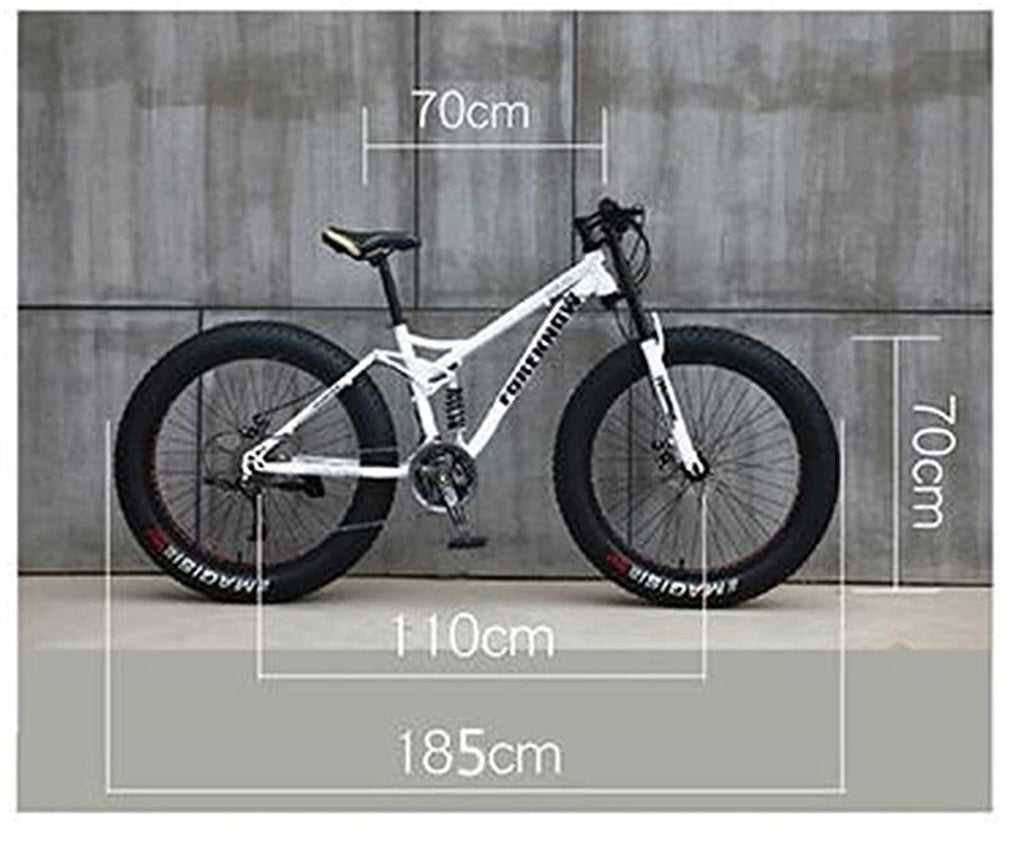 CHICAI Mountain Bike Student Bike High-Carbon Beach Snow Fat Bike 26-inch Mountain Cross-Country Steel Ultra-Wide Tire Sports Bike Adult 21-30speed Low-Speed Racing (Size : 30-Speed)