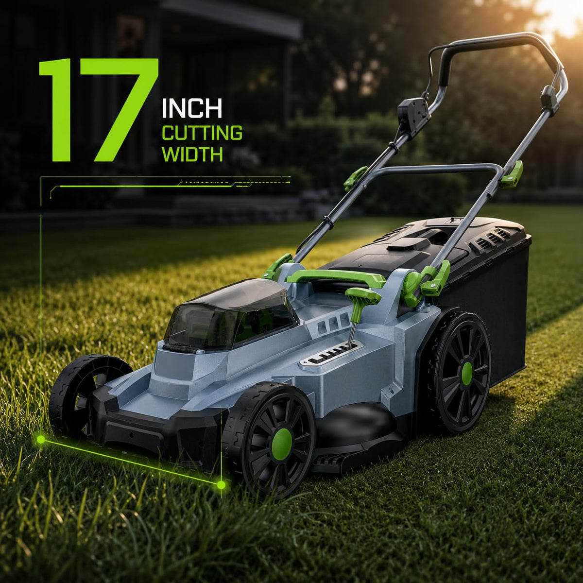 40V Cordless Lawn Mower, 17-Inch Walk Behind Lawnmower with 2 x 20V 4.0Ah Battery, Brushless Motor, 6 Cutting Heights, 50L Grass Bag, for Garden/Patio/Yard/Lawn