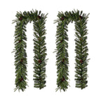 9 ft. L Pre-Lit Greenery Pine Cone Artificial Christmas Garland with Warm White LED Light (2-Pack)