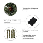 9 ft. L Pre-Lit Greenery Pine Cone Artificial Christmas Garland with Warm White LED Light (2-Pack)