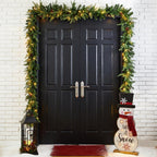 9 ft. L Pre-Lit Greenery Pine Cone Artificial Christmas Garland with Warm White LED Light (2-Pack)
