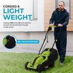 Lawn Mower, 13Inch Electric Lawn Mower Corded, 1300W Electric Powered, 3-Position Height Adjustment