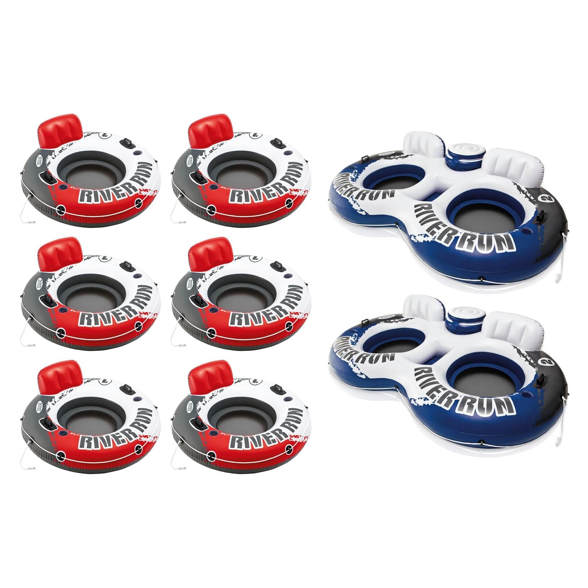 River Run 1 Red Inflatable Tube (6 Pack) + 2-Person River Float (2 Pack)