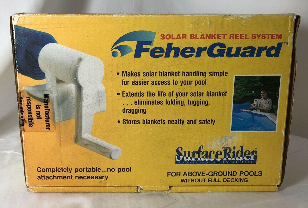 feher guard surface rider above ground pool solar cover reel kit new in open box