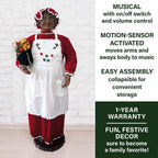 58 in. Christmas African American Dancing Mrs. Claus with Apron