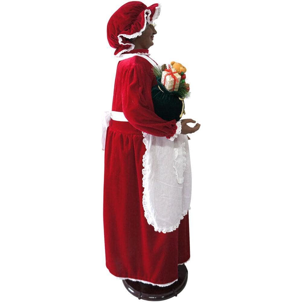 58 in. Christmas African American Dancing Mrs. Claus with Apron