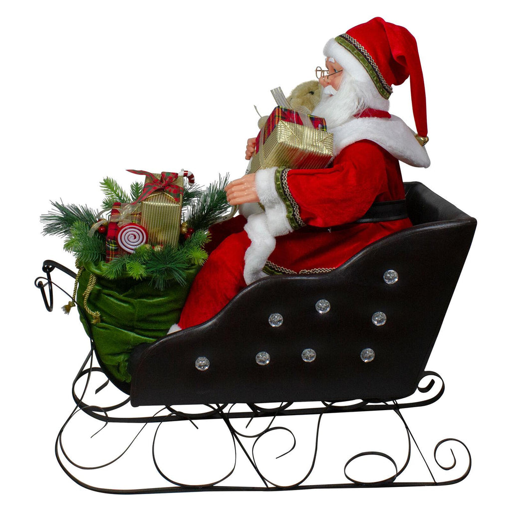 Northlight 32" Jolly Santa Claus in a Black and Jewel Sleigh Christmas Figure