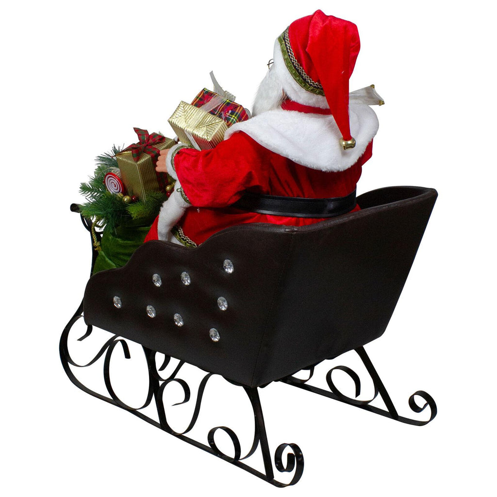 Northlight 32" Jolly Santa Claus in a Black and Jewel Sleigh Christmas Figure