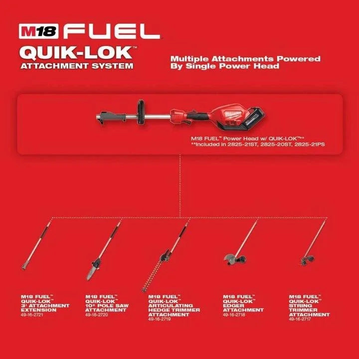milwaukee-m18-fuel-18-Volt Lithium-Ion Cordless Brushless String Grass Trimmer Combo Kit with Pole Saw, Hedge Trimmer, Edger