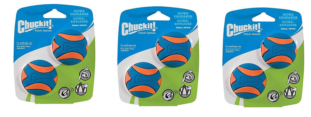 Chuckit! Ultra Squeaker Dog Ball High Bounce Blue/Oran3 Sizes, 3 Pack