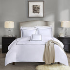 Gracie Mills Signature Down 1000-Thread Count Embroidered Cotton Duvet Cover Set Black Full/Queen - MPS12-091