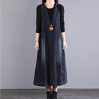 spring retro casual sleeveless denim dress