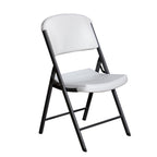 White Plastic Seat Metal Frame Outdoor Safe Folding Chair (Set of 4)