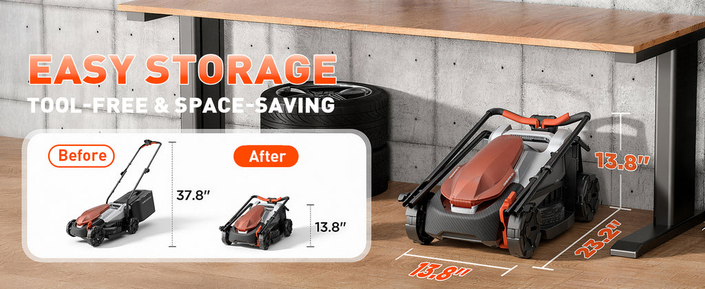 13 Inch Electric Lawn Mower, 2×20V Brushless Mower with 5-Position Height Adjustment, Cordless Push Lawn Mower, 2×5.0Ah Batteries &amp; Charger Included