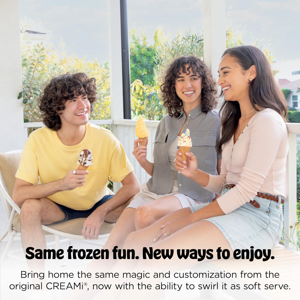 CREAMi Scoop & Swirl Ice Cream and Soft Serve Maker, Oprah's Favorite Things 2025, 13 Programs, Soft Serve Handle & (4) CREAMi 2-in-1 16oz Pints, Gift for Kids & ALL ages, NC701
