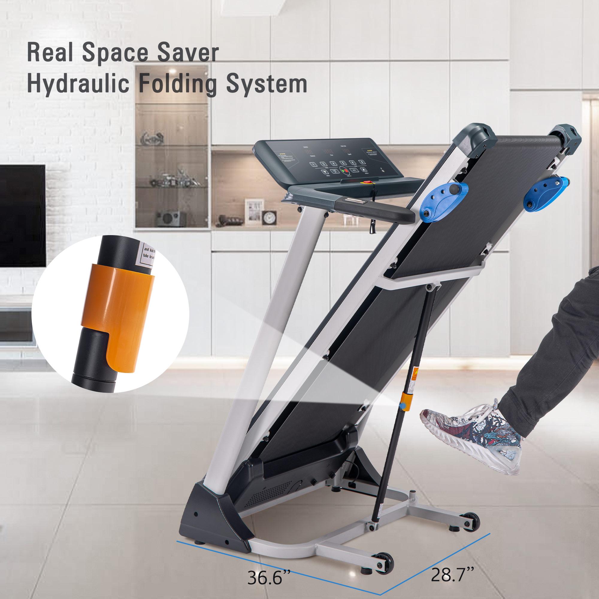 Treadmill with Incline, Folding Treadmill with Adjustable Incline and 8MPH Speed, Bluetooth App Tracker, Transportation Wheels, 264 lb Capacity, Treadmill for Home Gym Indoor