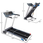 Treadmill with Incline, Folding Treadmill with Adjustable Incline and 8MPH Speed, Bluetooth App Tracker, Transportation Wheels, 264 lb Capacity, Treadmill for Home Gym Indoor