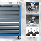 20 Drawer Rolling Tool Chest Combo,Tool Cabinet with  Countertop, Modular Tool Chest with LocDrawers and Connection Parts, 360° Swivel BraWheels & Padded Feet, Blue