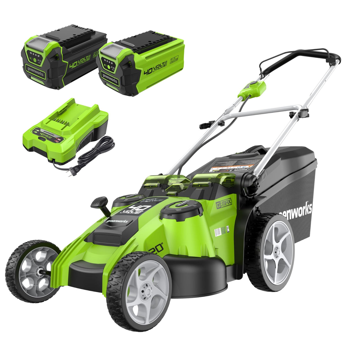 40V 20" Twin Blade Mower, 4.0Ah + 2.0Ah Battery