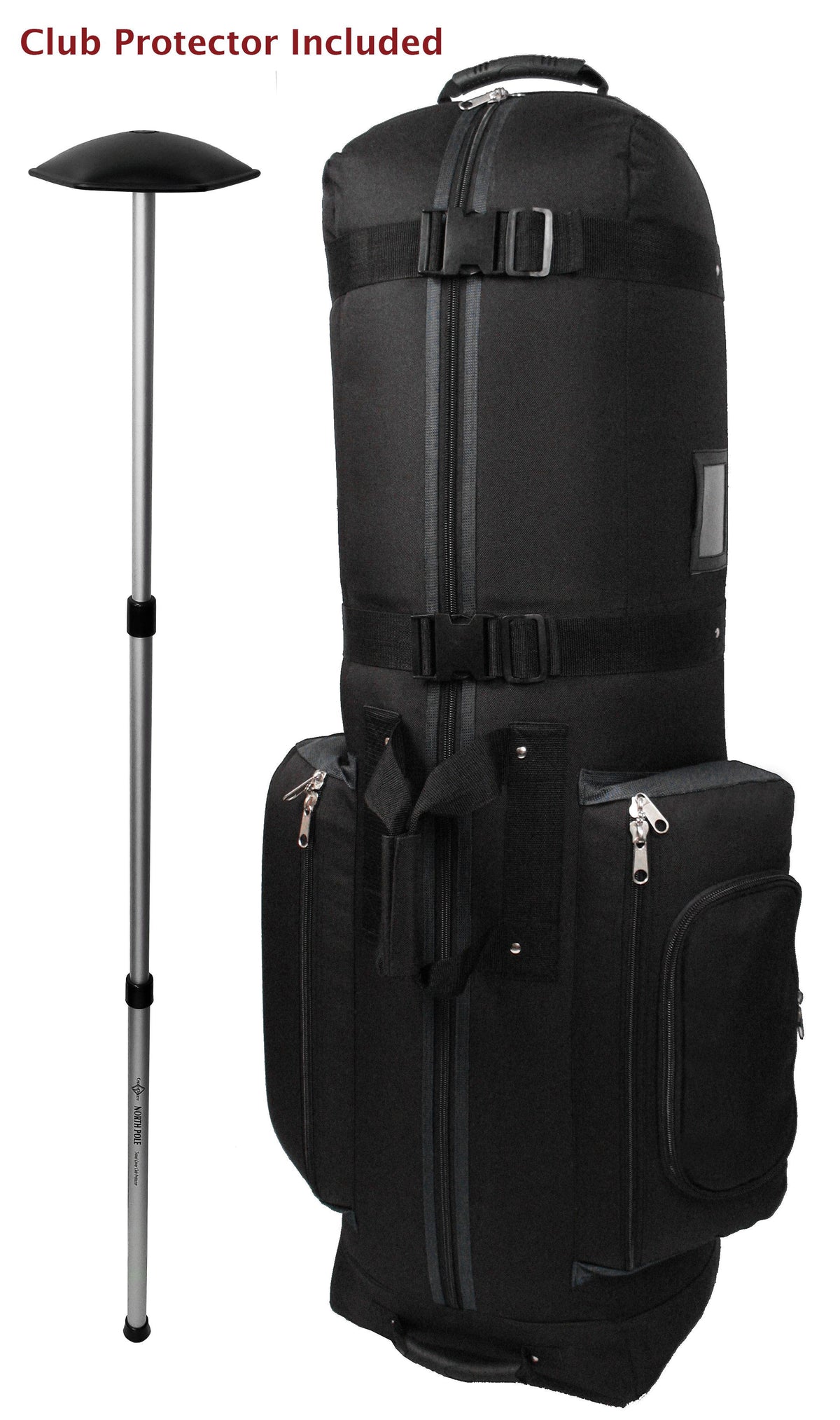 CaddyDaddy Constrictor II with North Pole Golf Bag Travel Cover, Black/Grey