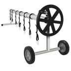 in-ground stainless steel solar pool cover reel for pools up to 16' wide black