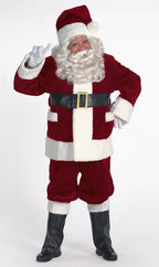 7-piece Burgundy Deluxe Christmas Santa Suit with Pockets - Adult Size XXXL
