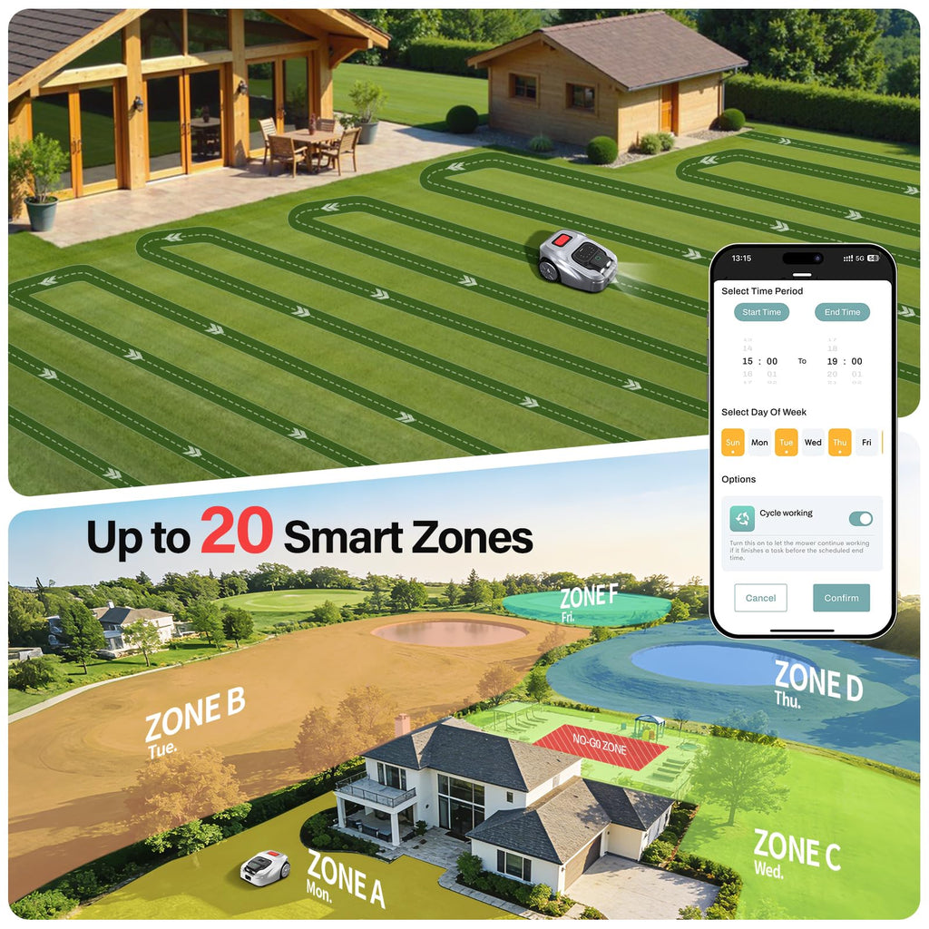GS Robot Lawn Mower, Perimeter Wire RTK+ AI Vision Robotic Lawnmower for 0.25 Arce, Zero-EdCutting, Automated Mapping, APP Control, 3D Obstacle Avoidance, 60% Slope
