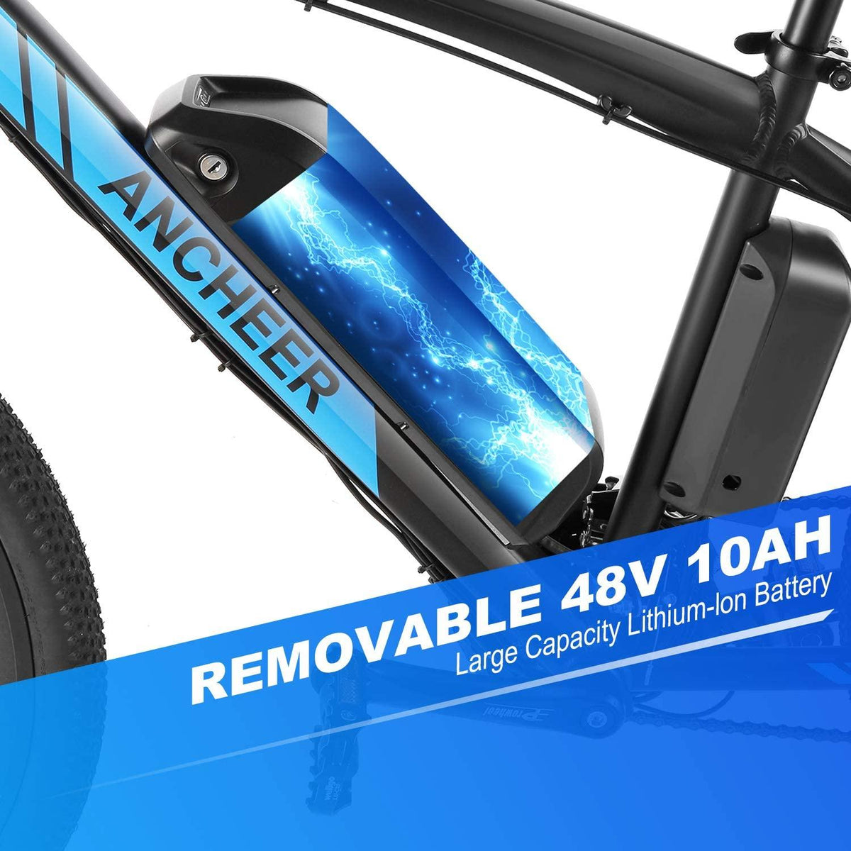 ANCHEER Electric Bike, 48V 500W/350W Ebike 27.5" Electric Mountain Bike/Electric Commuter Bike with Removable 48V 10Ah Removable Battery, LCD Display and 21 Speed Gears