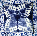 Tie Dye Shibori Cushion Covers, Indigo Blue Pillow Covers, Decorative Cotton Throw, Shibori Sofa Pillow Cases, Bohemian Pillow Shams Outdoor Cushion Cover 16x16 (50)