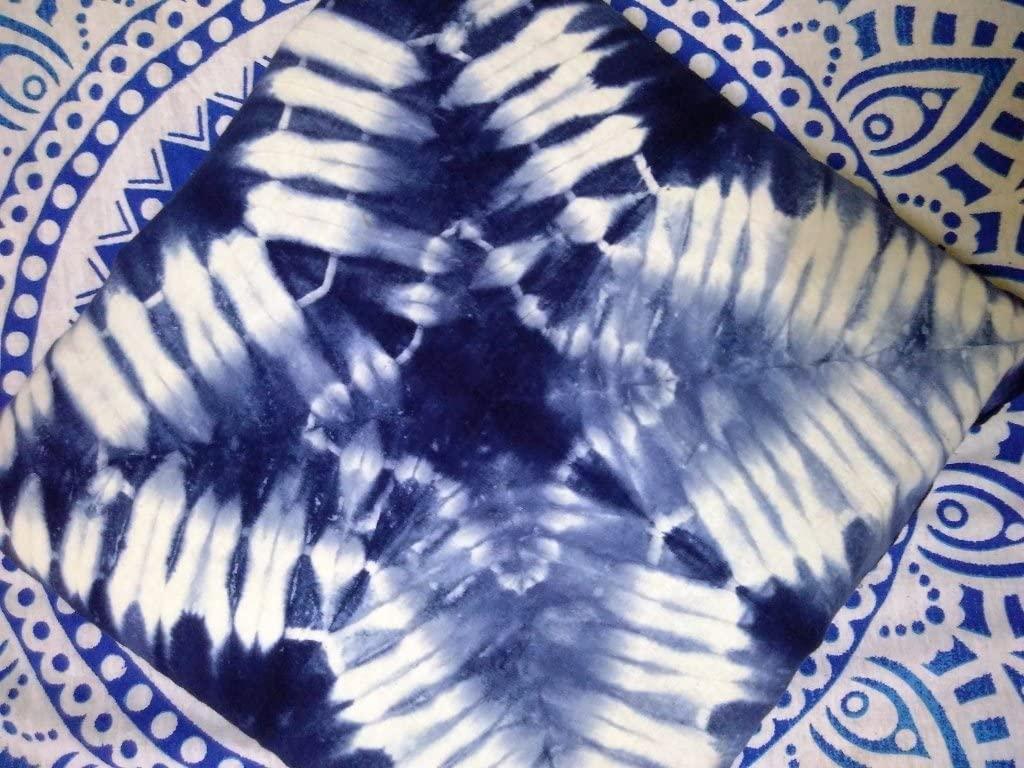 Tie Dye Shibori Cushion Covers, Indigo Blue Pillow Covers, Decorative Cotton Throw, Shibori Sofa Pillow Cases, Bohemian Pillow Shams Outdoor Cushion Cover 16x16 (50)