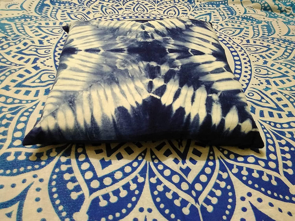 Tie Dye Shibori Cushion Covers, Indigo Blue Pillow Covers, Decorative Cotton Throw, Shibori Sofa Pillow Cases, Bohemian Pillow Shams Outdoor Cushion Cover 16x16 (50)
