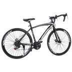 700c Road Bike, 21-Speed Bike, Mens Bike Womens Bike, Double Disc Brake Suspension Bike - Black