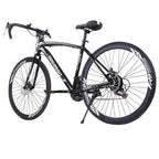 700c Road Bike, 21-Speed Bike, Mens Bike Womens Bike, Double Disc Brake Suspension Bike - Black
