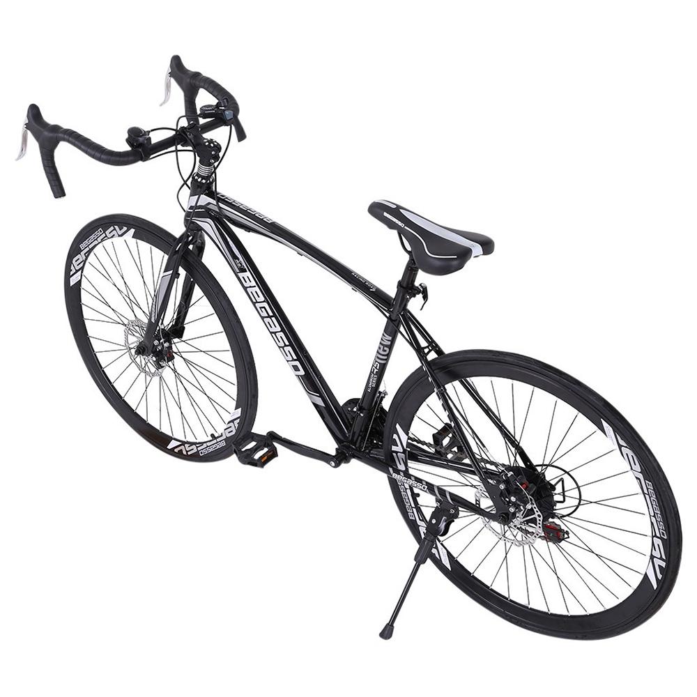 700c Road Bike, 21-Speed Bike, Mens Bike Womens Bike, Double Disc Brake Suspension Bike - Black