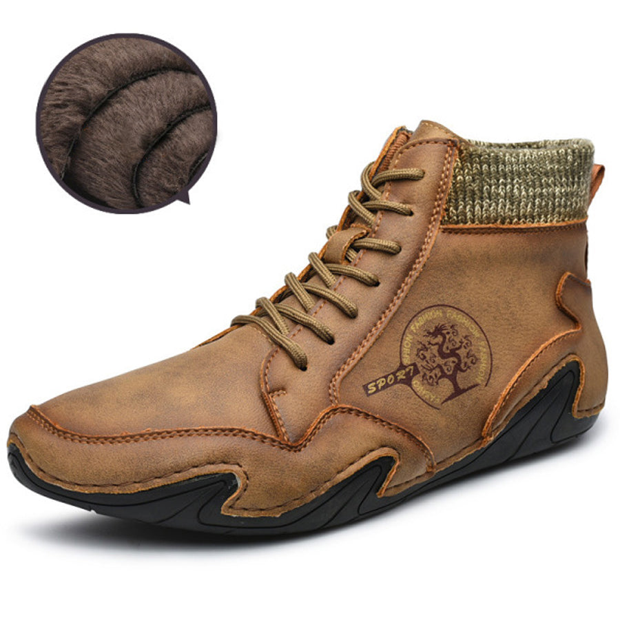 Mens Vintage Lace-up Plush Martin Boots