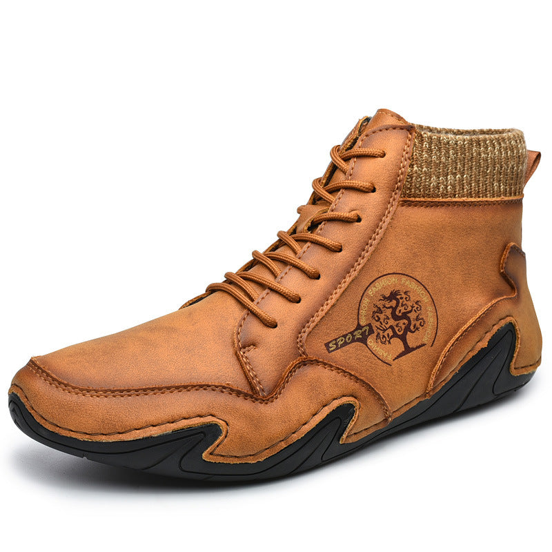 Mens Vintage Lace-up Plush Martin Boots