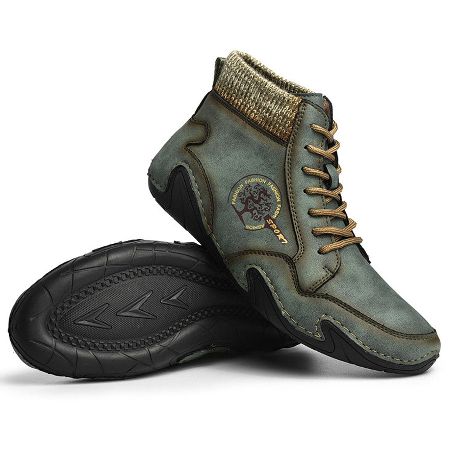 Mens Vintage Lace-up Plush Martin Boots
