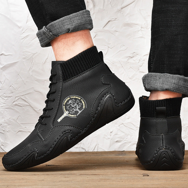 Mens Vintage Lace-up Plush Martin Boots