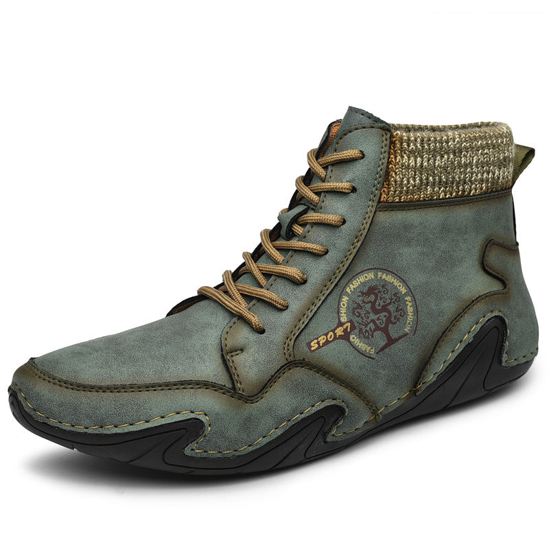 Mens Vintage Lace-up Plush Martin Boots