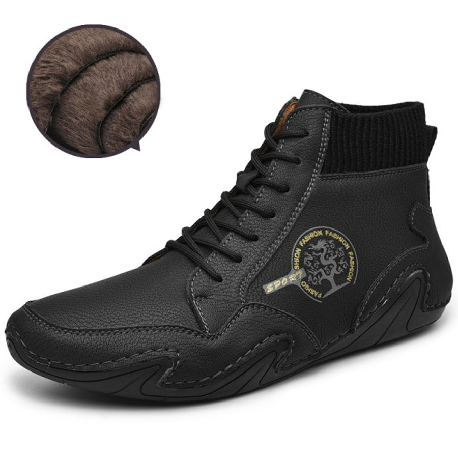 Mens Vintage Lace-up Plush Martin Boots