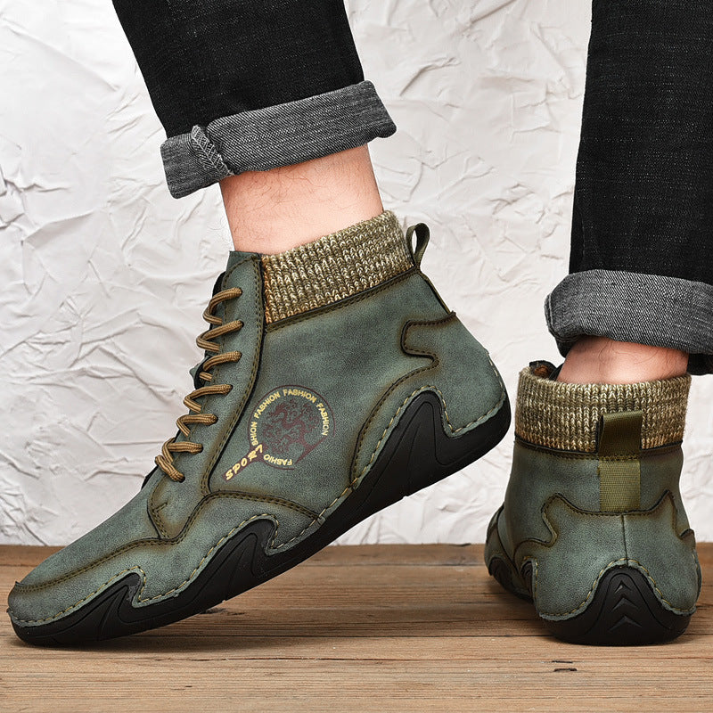 Mens Vintage Lace-up Plush Martin Boots