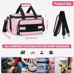 Pink Tool Bag for Women, Tool Organizer with Anti-friction Bottom | Detachable Divider, Wrapped Handles, Adjustable Shoulder Strap, Tactical RanBag for Electrician, Carpenters, Repairman
