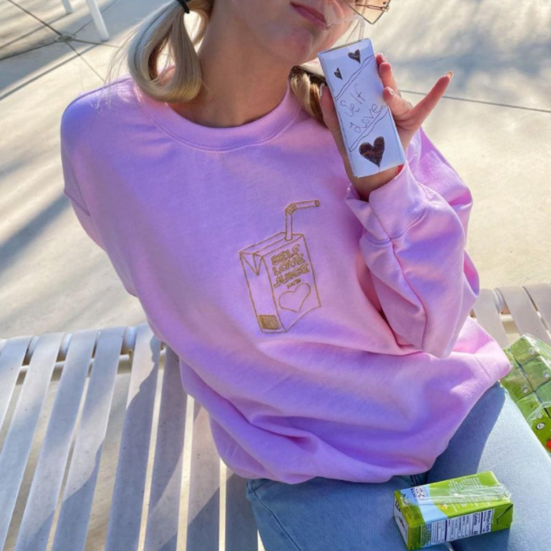 SELF LOVE JUICE 100% Printed Casual Sweatshirt