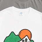 Cartoon Sunset Mountain Forest Three-dimensional Print T-shirt