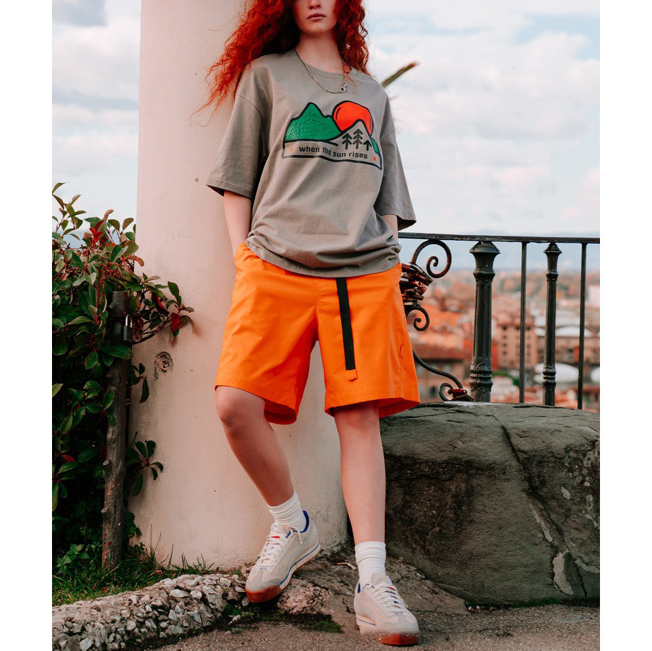 Cartoon Sunset Mountain Forest Three-dimensional Print T-shirt