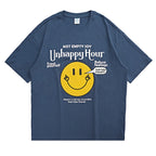Classic Smiley Texture Printed Short-sleeved T-shirt