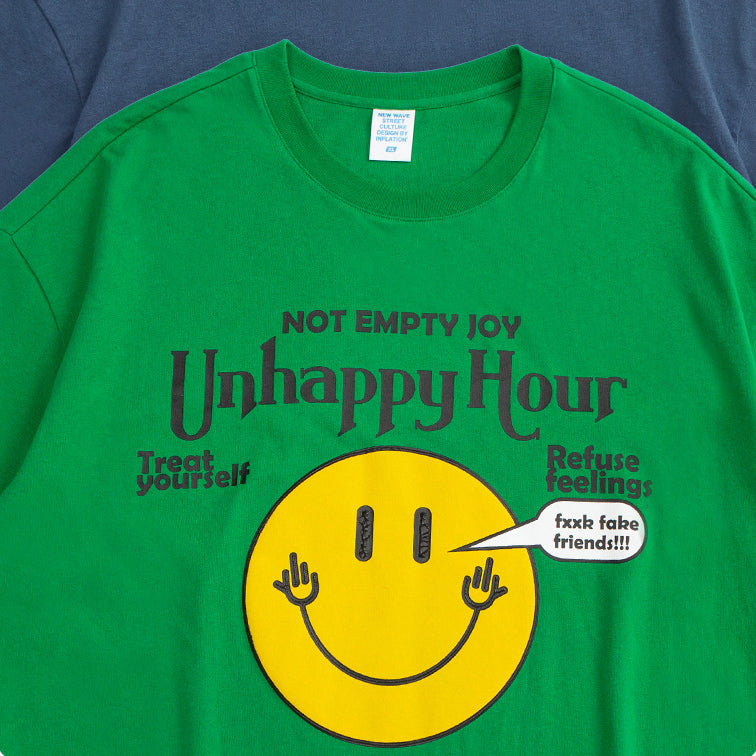 Classic Smiley Texture Printed Short-sleeved T-shirt