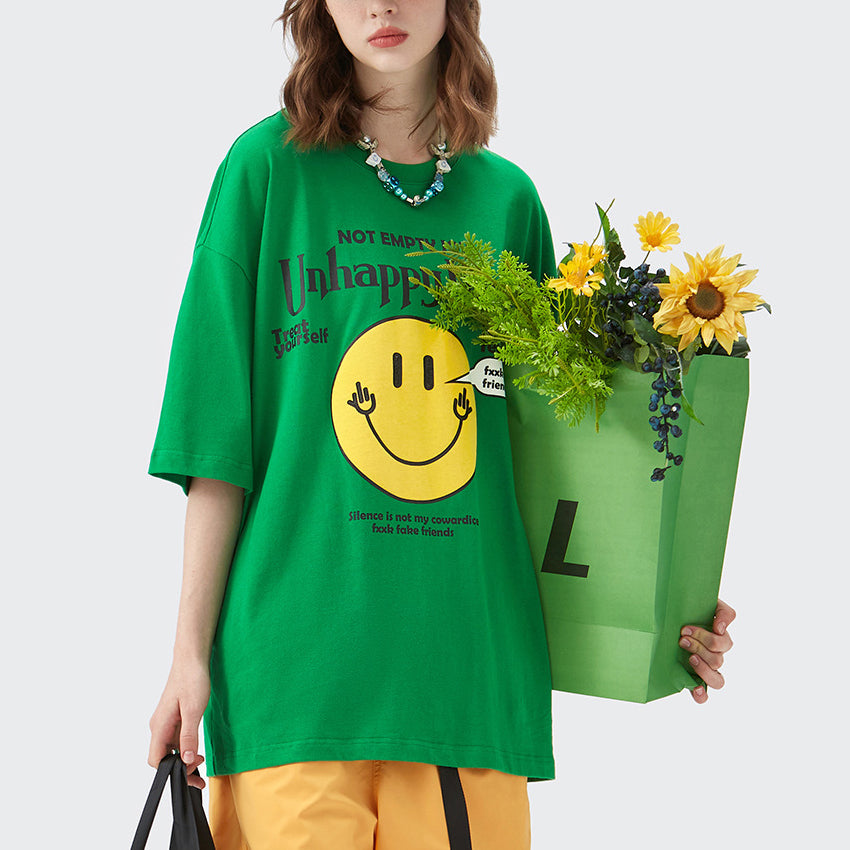 Classic Smiley Texture Printed Short-sleeved T-shirt
